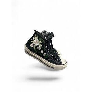 Converse Chuck Taylor Embroidery Canvas High Top Shoes Black 162050C FLORAL